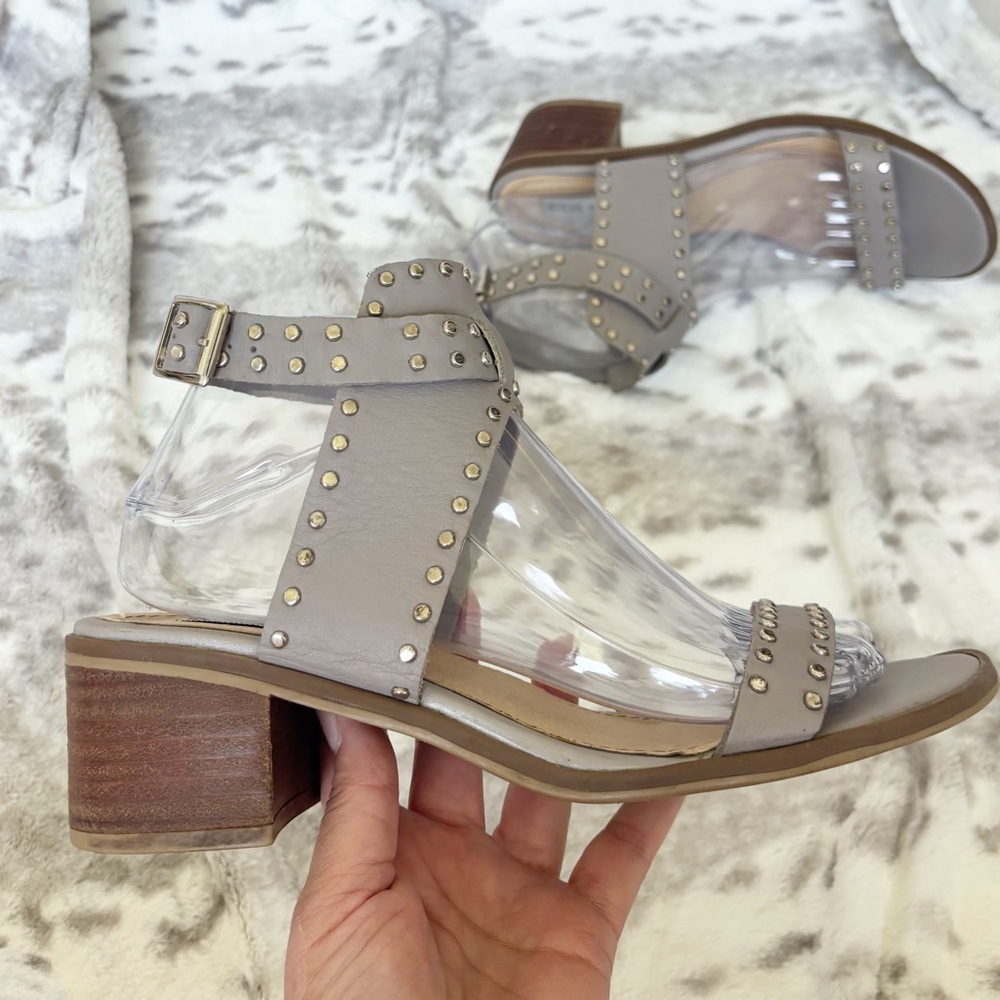 Steve Madden Gila Gray Studded Block Heel Sandals | Size 8.5 - Picture 3 of 14